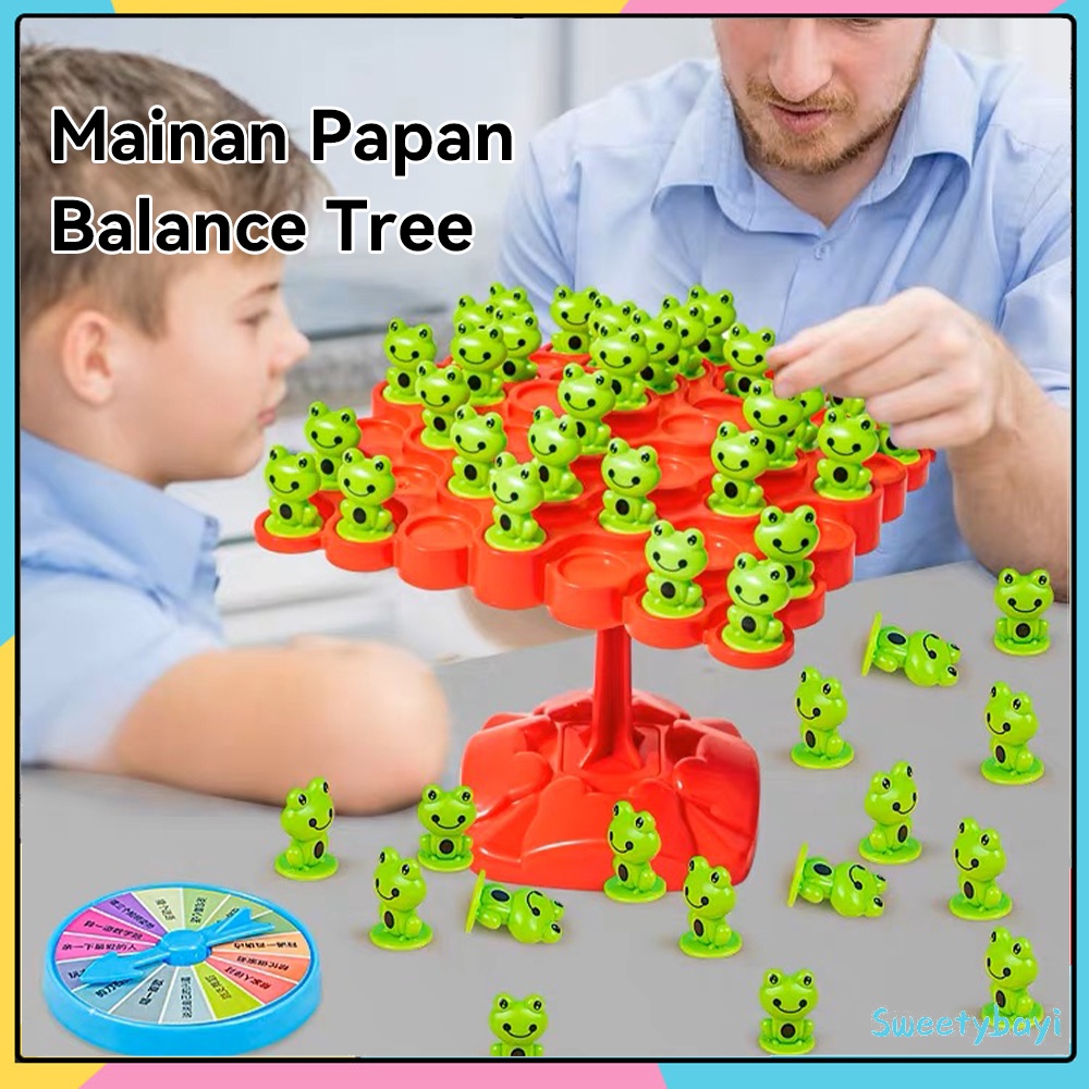 SweetyBayi Mainan edukasi pohon keseimbangan katak Mainan papan frog balance tree