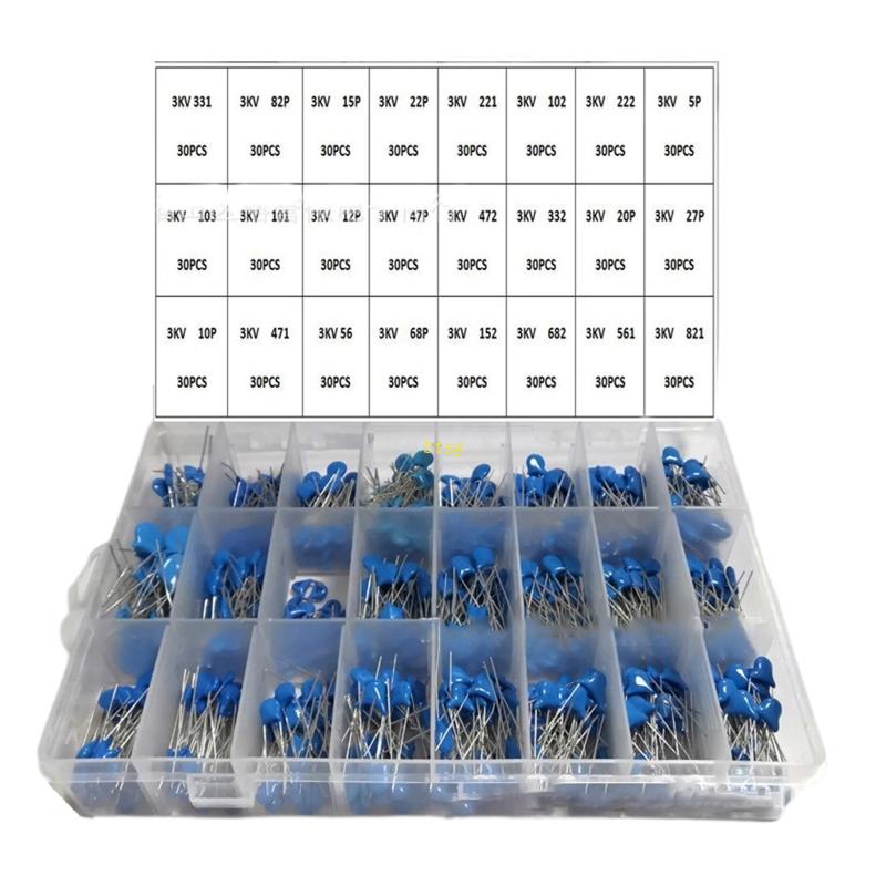 Kapasitor Keramik btsg 3KV Tegangan Tinggi Sample Box Ceramic Capacitor 24nilai 3000V