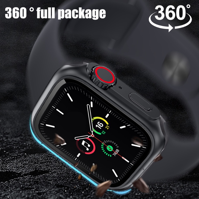 Ringan Anti-Tabrakan Tempered Glass Watch Case Tahan Air All-inclusive Change To Ultra PC Screen Protector Cover Kompatibel Untuk Apple Watch 7per8 Generation 45mm