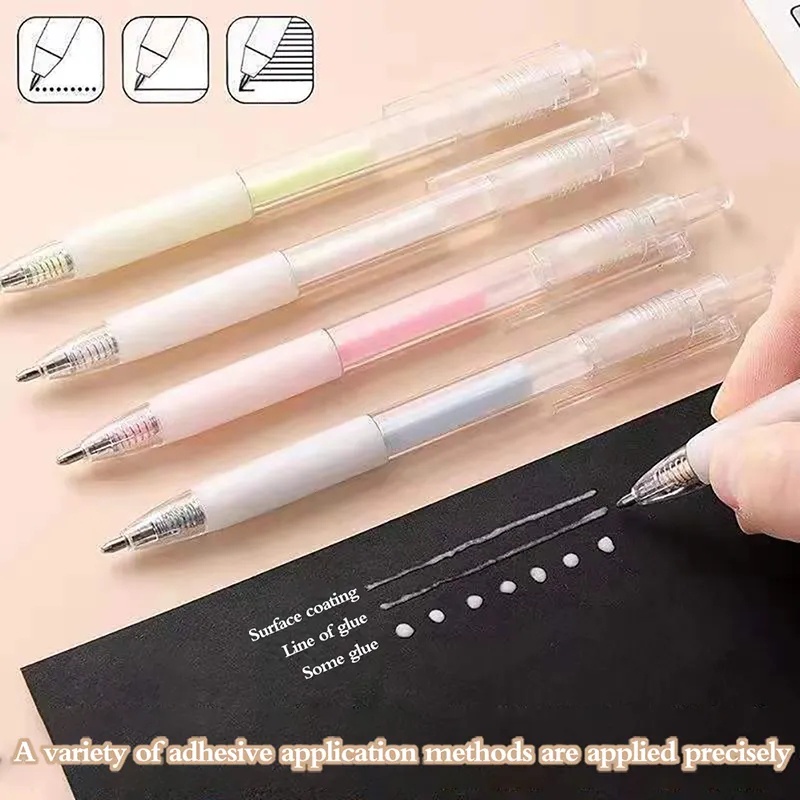 [Unggulan] Kerajinan DIY Sticky Post Fast Drying Lem Pen Permen Berwarna Push Action Dispensing Pen Perekat Perlengkapan Kantor Sekolah Multifungsi