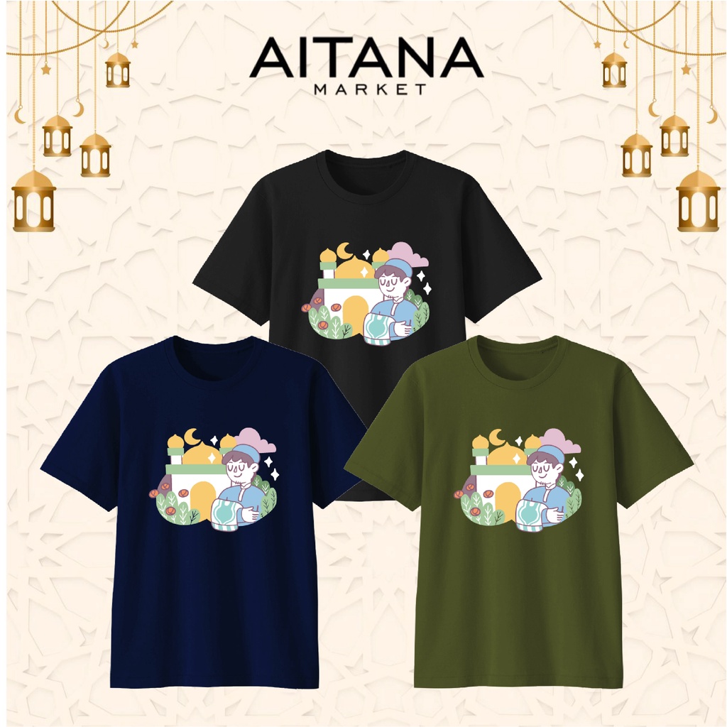 Kaos Pendek Muslim Ramadhan Series Masjid Boy Size Bayi Anak Dewasa Bahan katun Combed 30s
