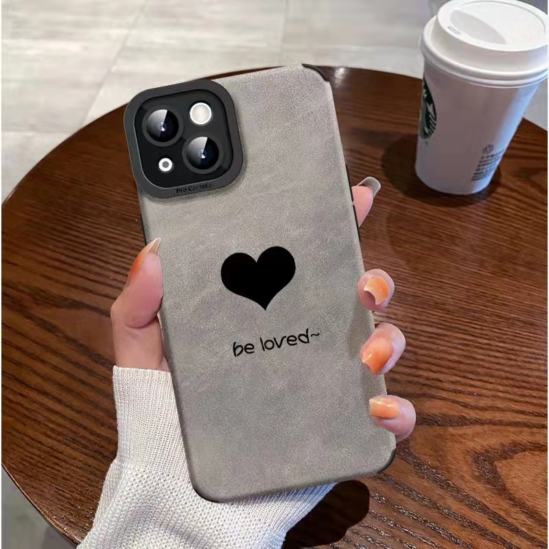 [Kulit Domba] suede Be Loved Soft Case IP IPhone 6S 7 8 Plus SE 2020 X XR XS Max 11 12 13 14 Pro Max 14 Plus 12 13 Mini Grey Gery