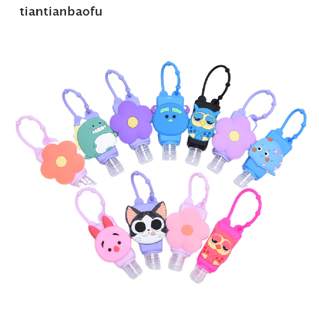 [tiantianbaofu] Lucu Bunga Hewan Silikon Mandi Shower Hand Sanitizer Botol Holder Portable Butik