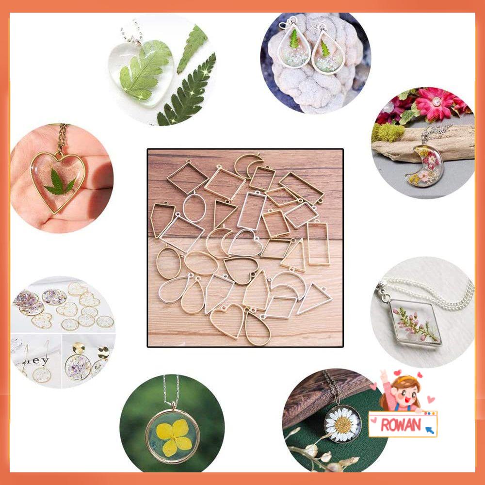R-flower 10/30pcs Liontin Bingkai Kerajinan Diy Membuat Perhiasan Cabochon Geometris
