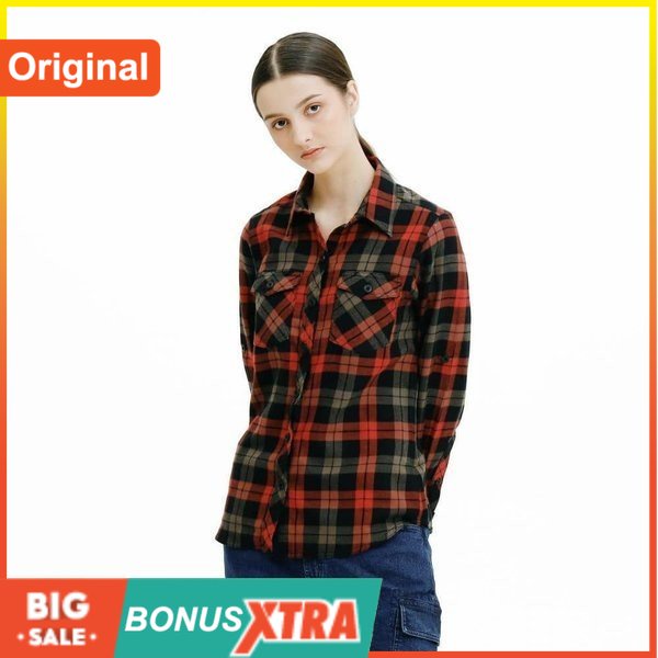 Kemeja Flanel Cewek Eiger SIDER WS SHIRT Red Green 91000 6565 Original