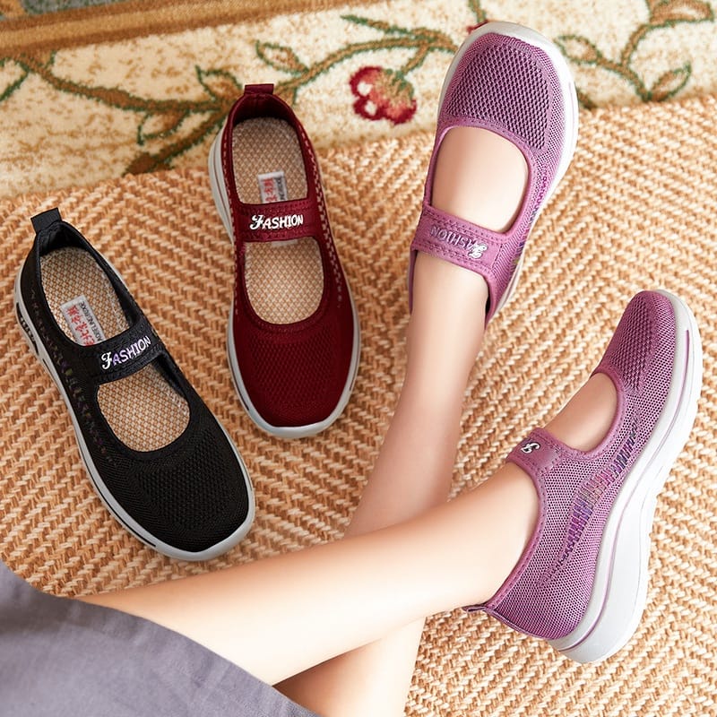 GROSIRTAS LV0235 Sepatu Slip On Wanita Flatshoes Sepatu Sport Rajut Wanita