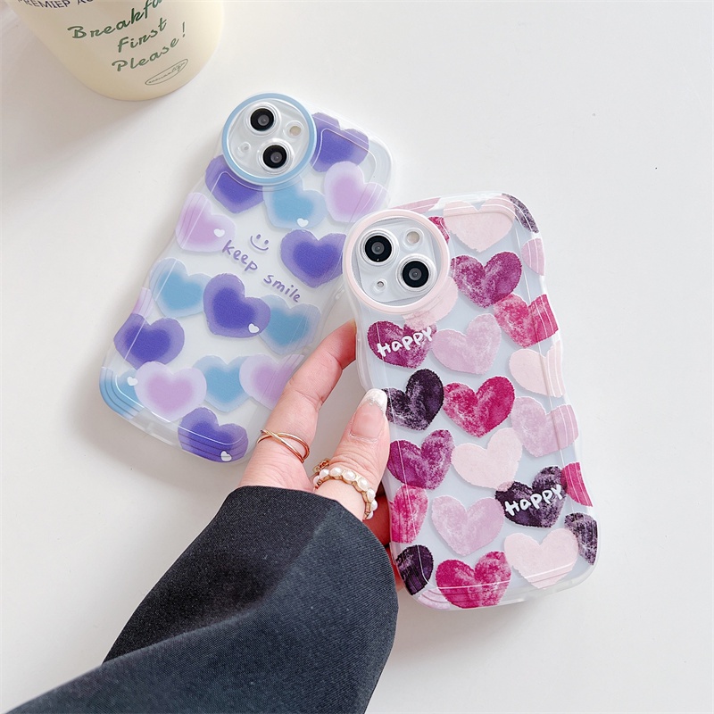 IPHONE Malan art multi-Warna Bentuk Cinta Bening Untuk Capita Iphone11 12 13 14 Pro Max7 8 Plus X XR XS Max Bantal Udara shockproof phone Case Cover