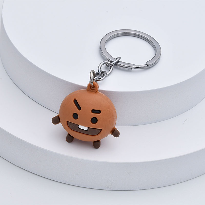 [Ready Stock] Korea Fashion BTS BT21 Kartun Gantungan Kunci Untuk Wanita Mahasiswa Tas Ponsel Key Chain Aksesoris