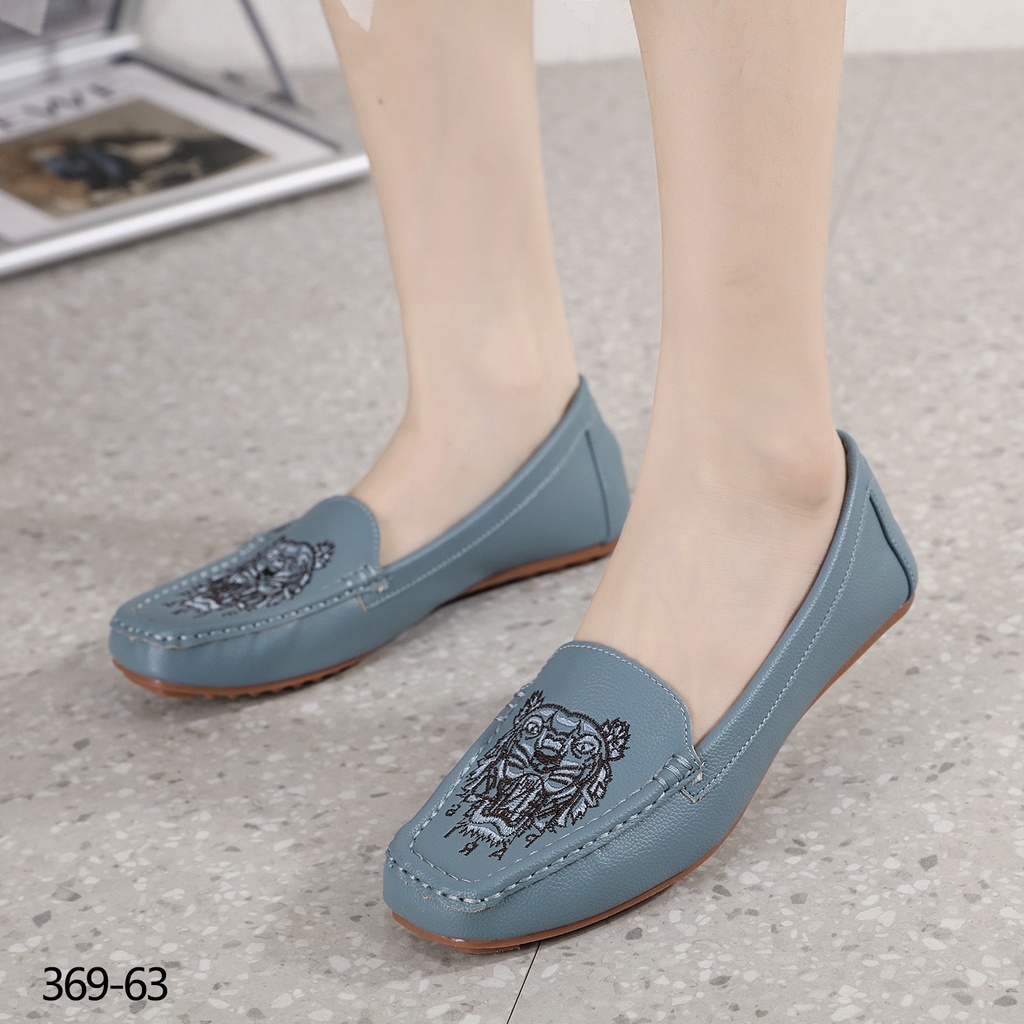 kz Leather Embroidery Flat Shoes 369-63 369-KZ