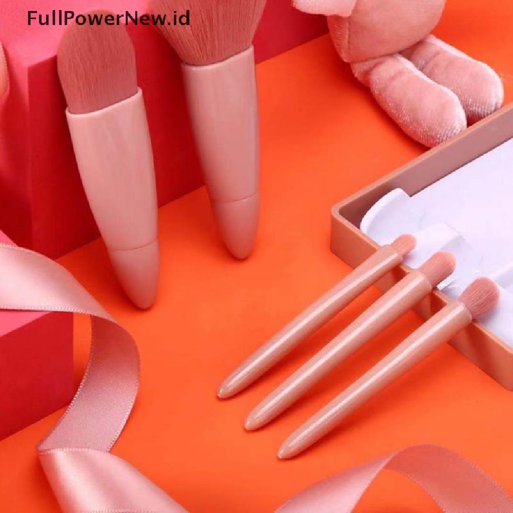 Power 5pcs Travel Makeup Brush Set Portable Kotak Penyimpanan Rambut Lembut Longgar Alat Makeup ID