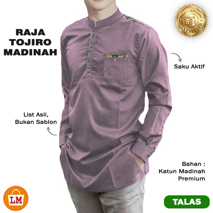 Promo lebaran 2023 - LM 28154 Baju Koko Pria RAJA TOJIRO KATUN MADINAH M - XXL TERLARIS - Talas, L -