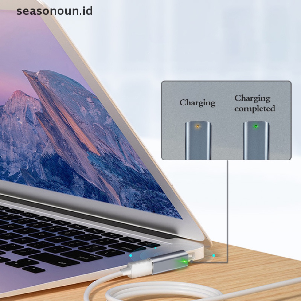 Seasonoun Portable LED Aluminium Alloy PD Pengisian Cepat Konversi Tipe C/DC5.5 Magnetic USB PD Adapter Plug Converter Untuk Magsafe2.