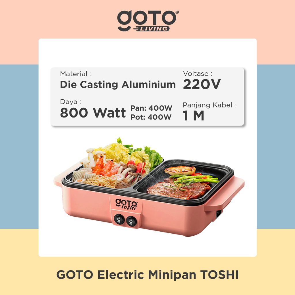 Goto Toshi Minipan Electric Hotpot Alat Panggangan Grill Pan BBQ 2in1