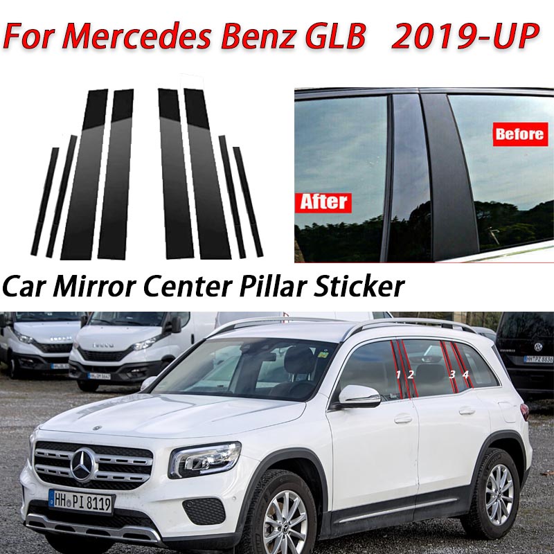 Mercedes Benz GLA GLB GLC GLS Hitam Mengkilap Jendela Pintu Mobil Kolom Tengah B C Tiang Pilar Stiker Trim Mirror Dekorasi Film Untuk W218 W219 H247 Aksesoris