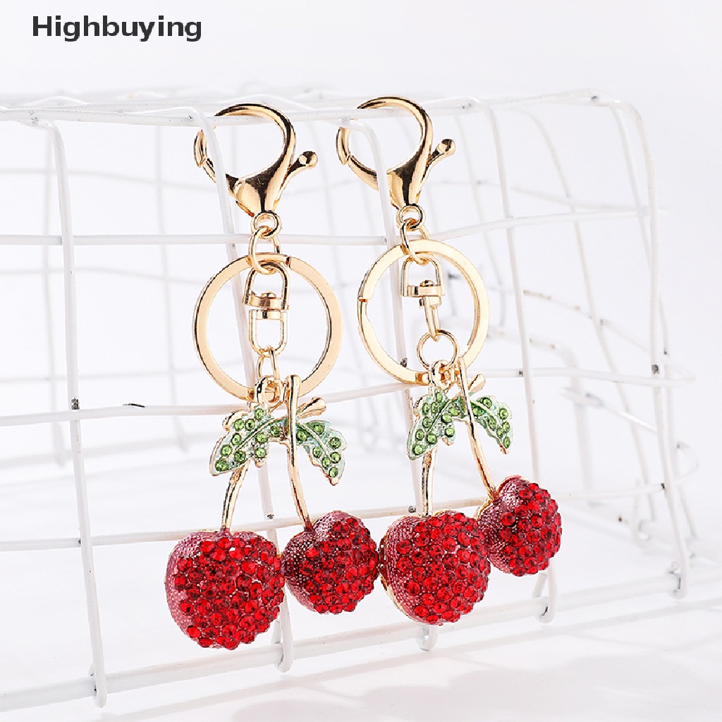 Hbid Kristal Berlian Imitasi Cherry Gantungan Kunci Untuk Wanita Lucu Buah Gantungan Kunci Pria Mobil Keyring Gadis Tas Liontin Kunci Rings Holder Perhiasan Glory