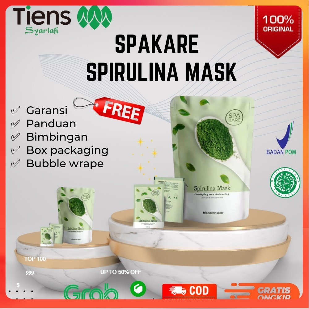 SPAKARE SPIRULINA MASK TIENS MASKER WAJAH ORIGINAL NEW PRODUK SPA KARE SPRILUNA SPRILULINA SPIRULIA 
