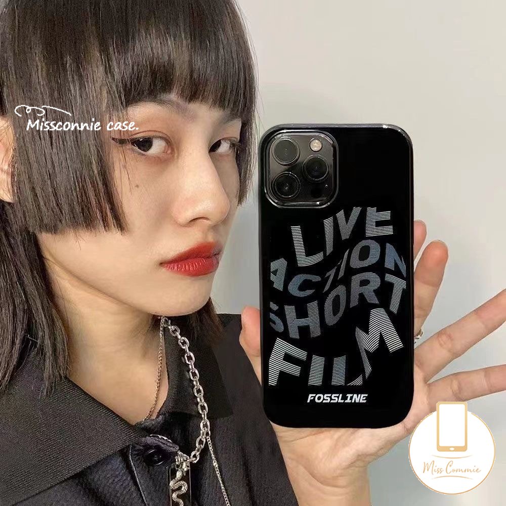 IPHONE Kreatif Keren Alfabet Inggris Halus Casing Ponsel Kompatibel Untuk Iphone11 Pro Max XR 78 Plus 14 12 13 Pro Max X XS Max SE 2020 Shockproof Glossy Lembut TPU Black Cover