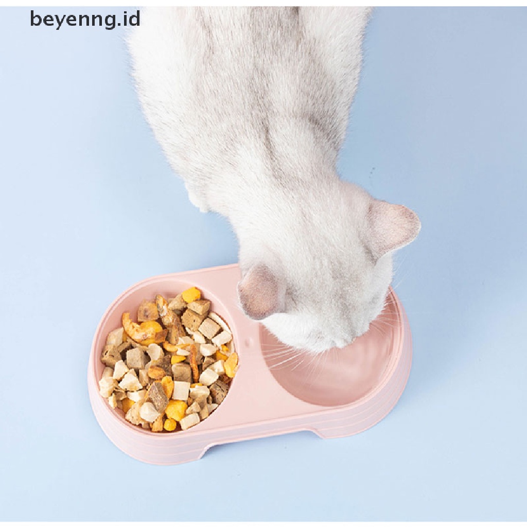 Beyen Mangkok Pet Double Plastik Mudah Dibersihkan Bowl Cat Pet Makanan Air Bekal Makan ID