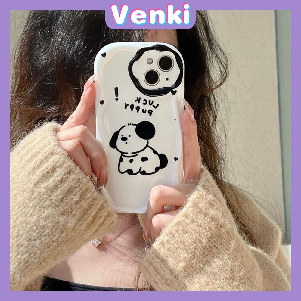 Case iPhone 11 Pro Max TPU Soft Glossy White Curved Wave Case Cute Cartoon Dog Camera Protection Shockproof For iPhone 14 13 12 11 Plus Pro Max 7 Plus X XR