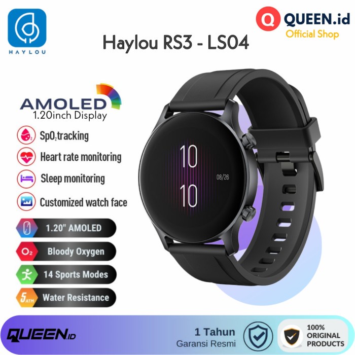 Haylou RS3 LS04 SmartWatch GPS AMOLED SpO2 WaterProof - Smart Watch