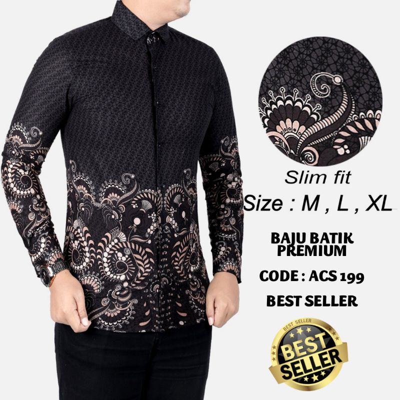 KEMEJA BATIK PRIA SLIM FIT BAJU BATIK PRIA SLIM FIT KATUN PREMIUM MODERN LBL316 PREMIUM KEMEJA BLD JAKARTA