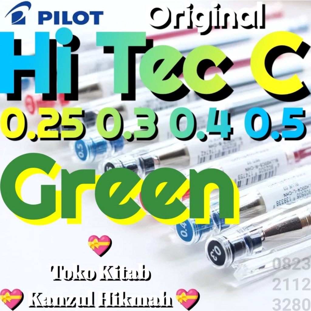 

KH3PHC4 PEN PENA PULPEN PILOT HITECH HITEC HI TECH TEC C 0.25 0.3 0.4 0.5 GREEN HIJAU