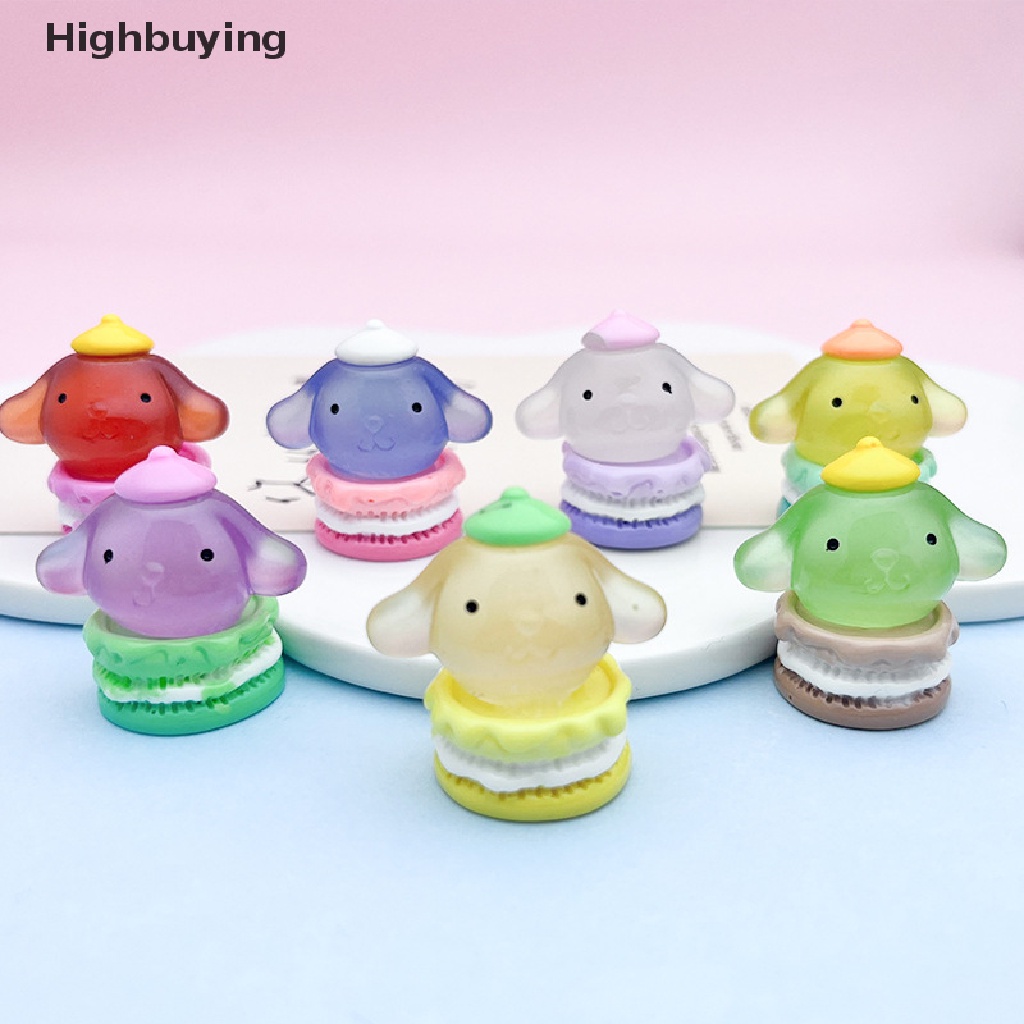 Hbid 5Pcs 3D Luminous Macaron Cinnamon Dog DIY Aksesoris Shell Ponsel Simulasi Resin Ornamen Glory