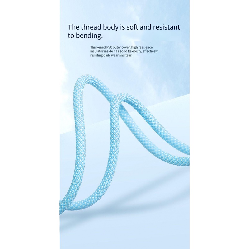 Kabel data Transparan PD100W double-headed type-c5A Cocok Untuk laptop Apple fast charging.