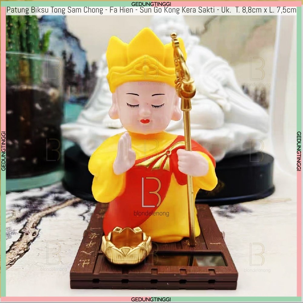 Pajangan Patung Hiasan Biksu Dewa Tongkat Sun Go Kong Wukong Sungokong Julaihut Maitreya Milefo Gelang Tasbih Kalung Necklace Buddha Budha Amitabha Statue Figure Fortune Rejeki Rezeki Feng Shui Keberuntungan Goyang Dashboard Mobil Solar Baterai Kecil Mini