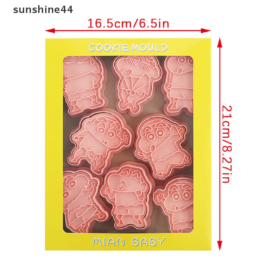 Sunshine 8pcs/set DIY Kartun Biskuit Cetakan Cookie Cutter 3D Baking Decorag Alat ID