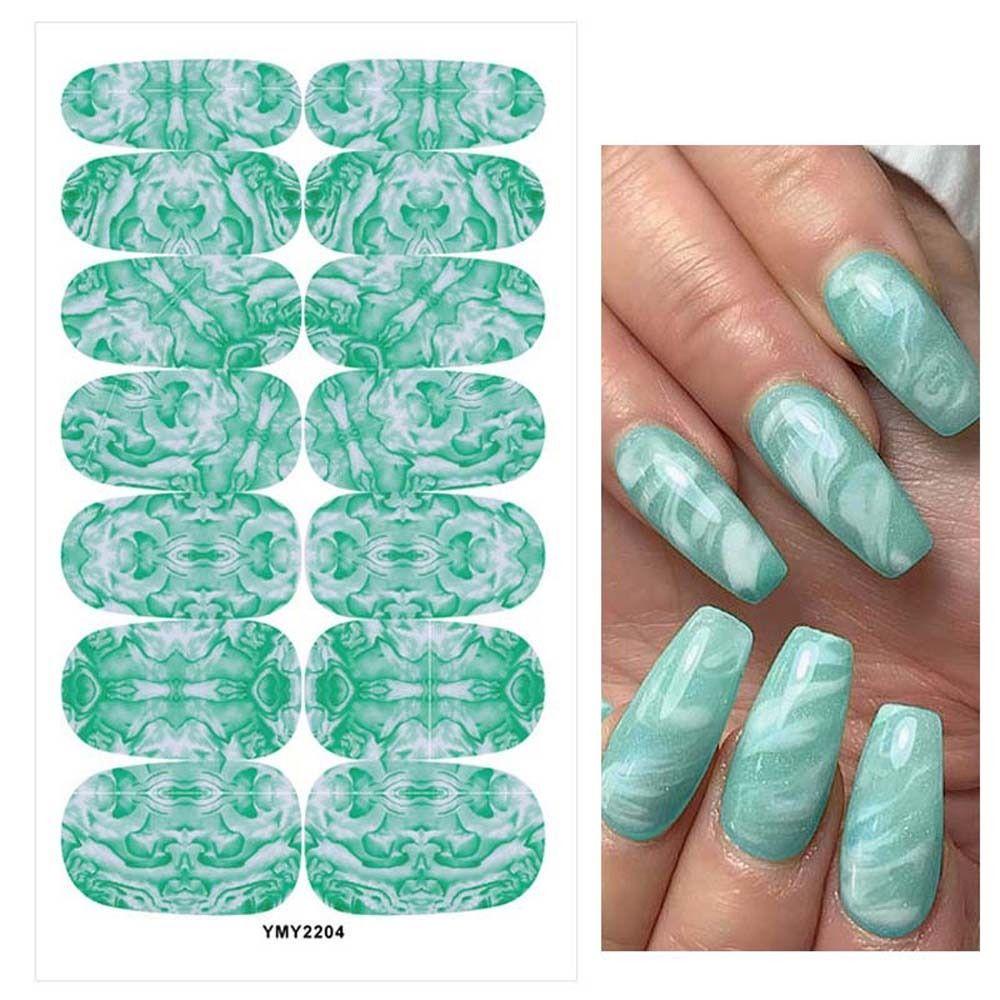 Stiker Kuku Marmer AUGUSTINA Fashion Wanita Full Cover Nail Tips Marble Halo Dye Self Adhesive Dekorasi Kuku