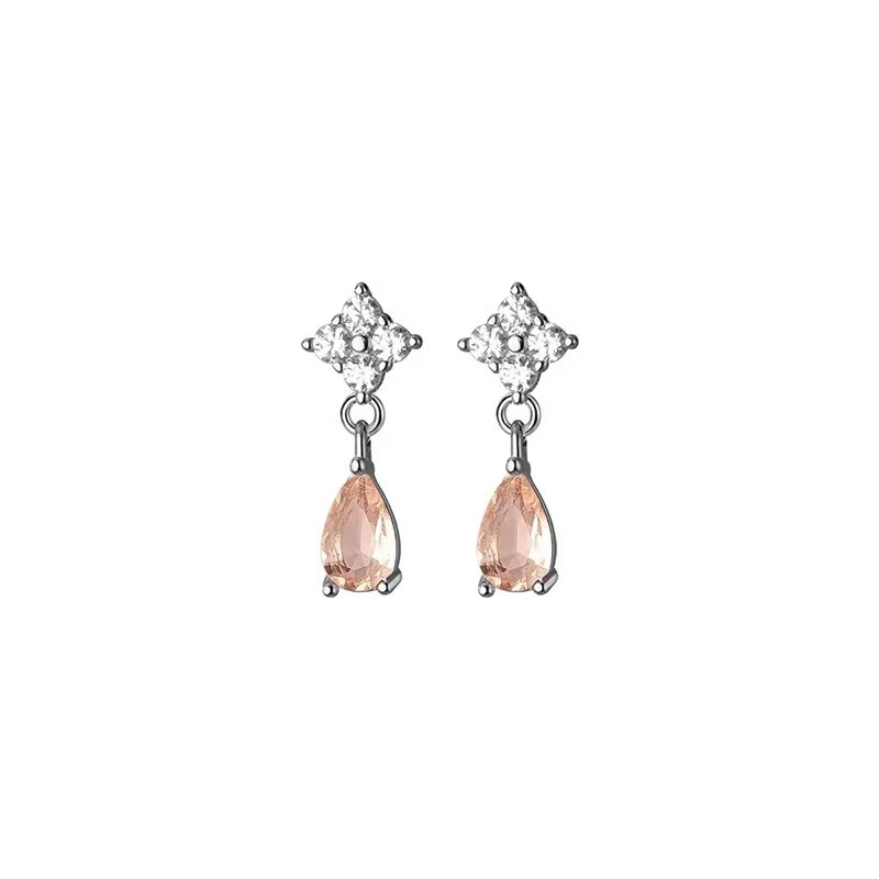 Versi Korea Dari S925 Perak Cahaya Mewah Anting Tetesan Air Berlian Temperamen Niche Desain High-end Anting-Anting Kecil Segar Lady Earrings Candy Jewelry