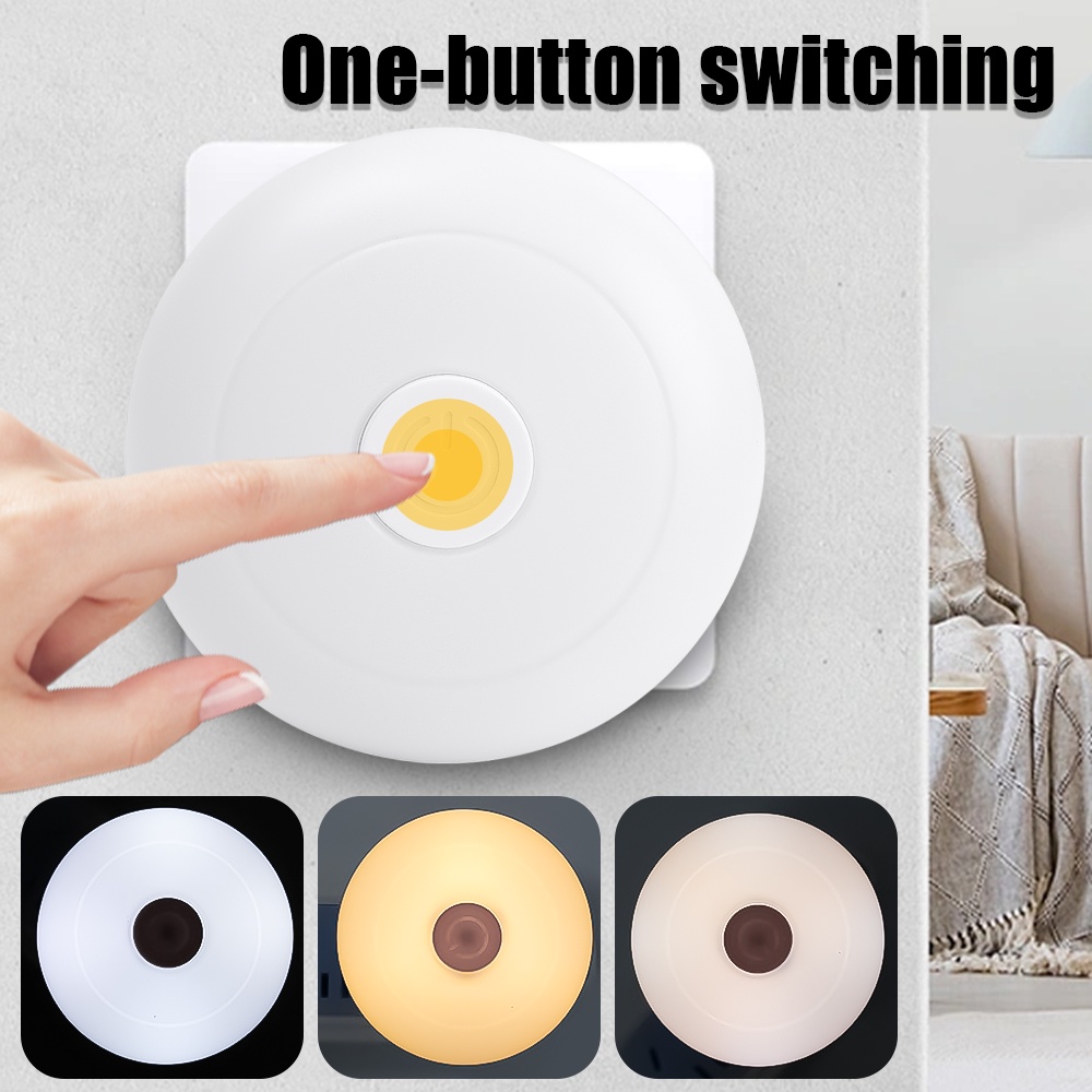 3mode Adjustable Bentuk Bulat Push-button Type LED Night Light Lucu Hemat Energi Mini Perlindungan Mata Jarak Luas Terang Penerangan Malam Rumah Makan Bayi Lampu Baca