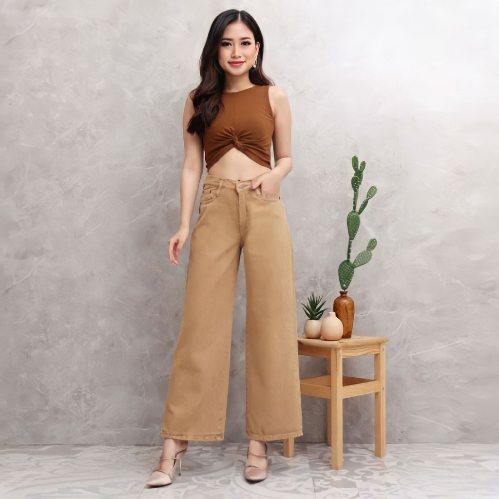 CELANA PANJANG MOZZA KULOT CULLOTE WANITA CEWEK JINS JEANS HIGHWAIST HIGH WAIST LOOSE JUMBO PINGGANG KARET KEKINIAN PREMIUM MURAH WARNA HITAM PUTIH KHAKI MOCCA SNOW BLACK LIGHT DARK BLUE LATTE MEDIUM