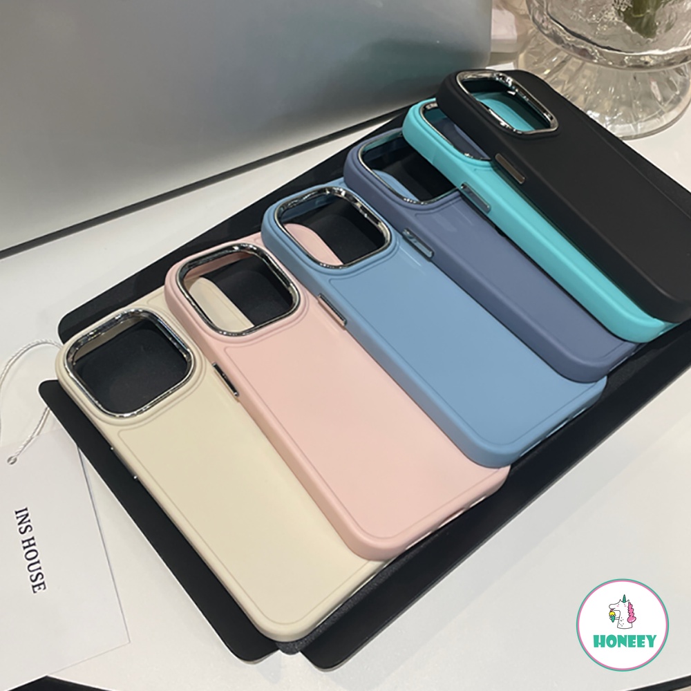 IPHONE Retro Art Simple Solid Korea Case Kompatibel Untuk Iphone11 14 12 13pro 14plus Perlindungan Kamera Shockproof Bumper Soft Cover