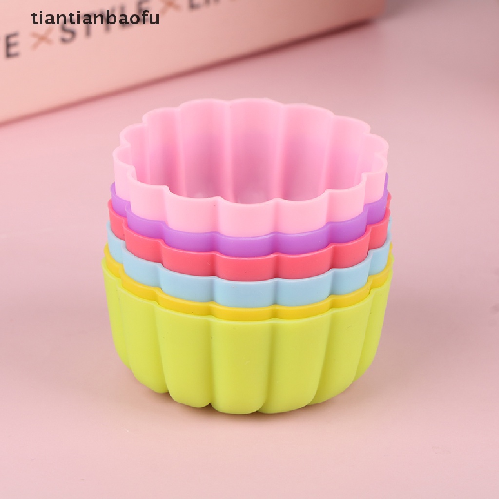 [tiantianbaofu] 5 Pcs 5 cm Labu Bunga Silikon Cetakan Kue Baking Non Reusable Cetakan Butik