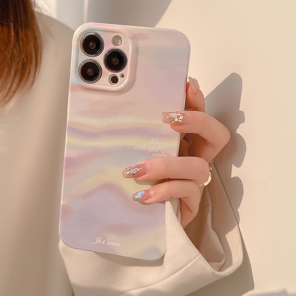 Ins Ungu Glow Sunset Hard Shell Film Fotografi Case Untuk Iphone SE 2020 7 /8 Plus 14x XR XM 11 12 13 PRO MAX Casing Cover Pelindung AT0101