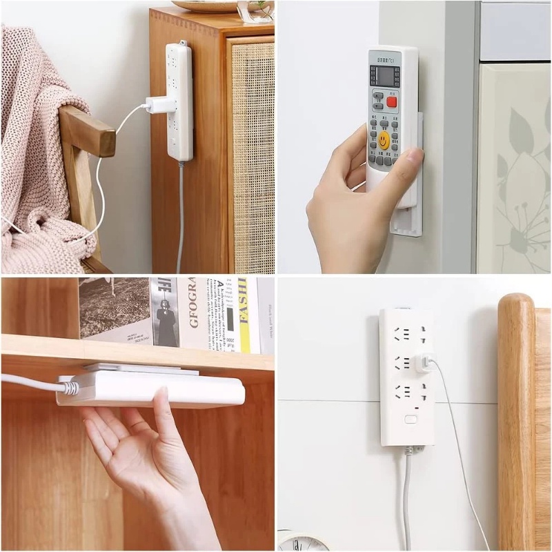 Self-adhesive Desktop Socket Fixer Traceless Punch Free Row Plug Holder Dinding Dipasang Power Strip Pemegang Kabel Organizer Multifungsi Aksesoris Penyimpanan Rumah