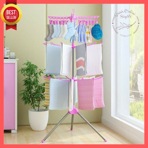 GOS -Z115- Foldable Clothes Drying Airer Rak jemuran lipat /jemuran menara 3 tingkat