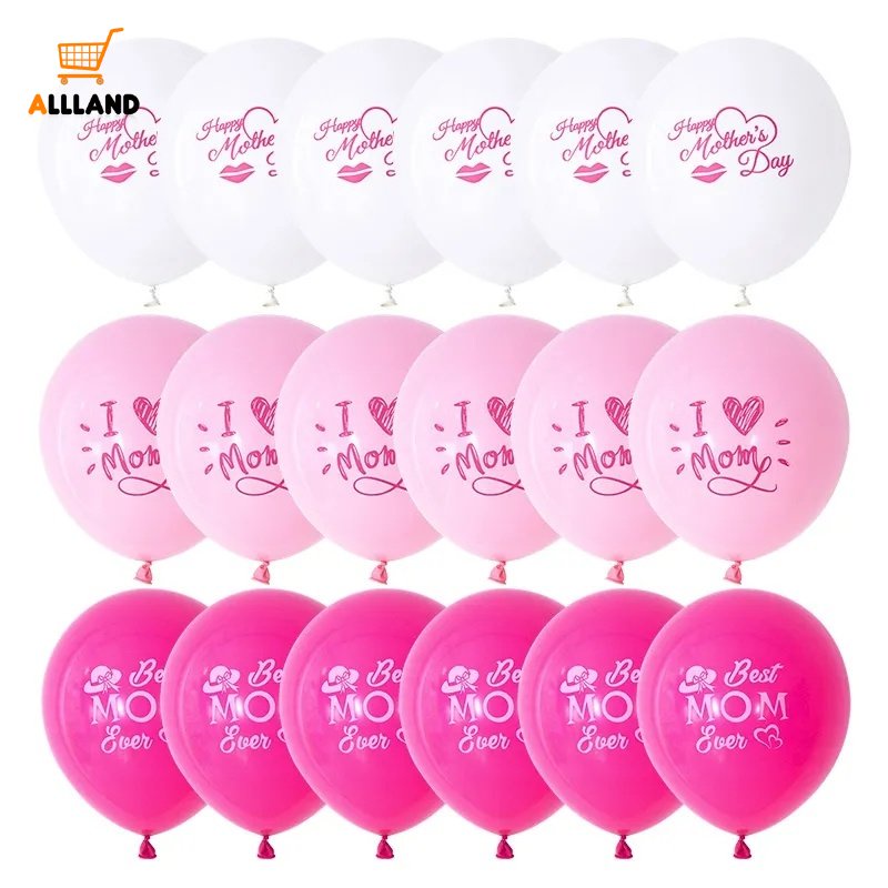 10pcs/tas Balon Latex Happy Mother's Day/Balon Motif &quot;I Love Mom Best Mom &quot;Untuk Hadiah Ibu Perlengkapan Pesta