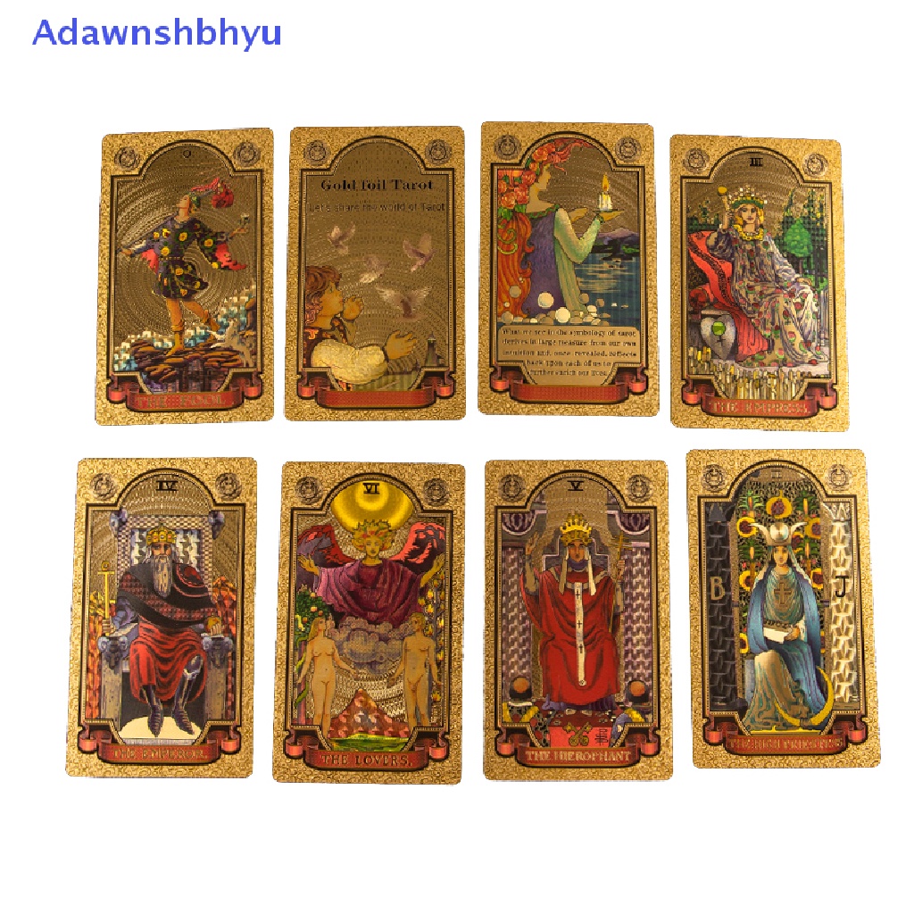 Adhyu Kertas Manual Foil Emas Merk Tarot Bronzing PVC Waterproof Tahan Aus Papan Kartu Permainan Kartu Ramalan Oracle Card Bahasa ID