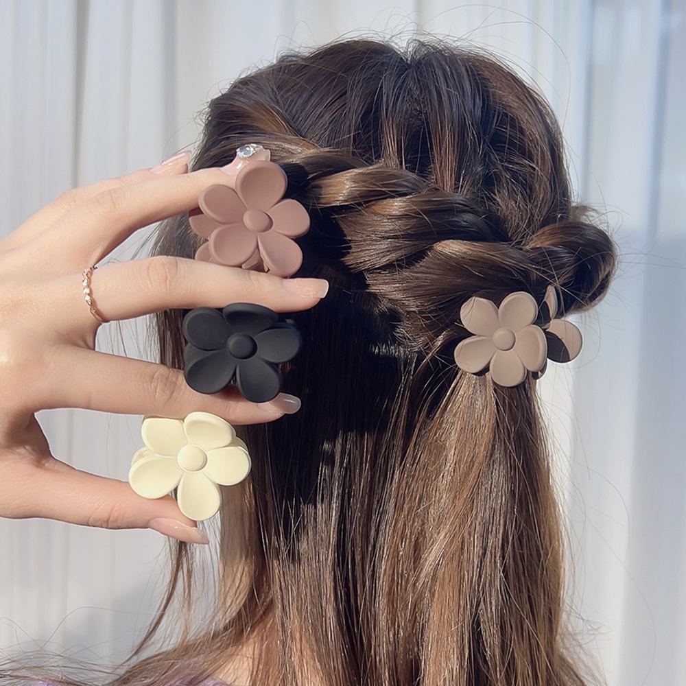 Jepit Rambut Wanita Matte Bunga Hair Clip Elegan Wanita Hair Pin Aksesoris Rambut Hair Claw Hiasan Kepala Vintage Perempuan Korean INS Style Ponytail Holder