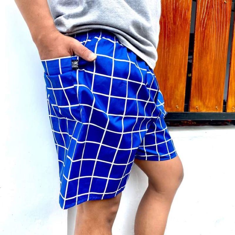 [COD] Boxer tartan celana pendek cotton pria wanita buat santai