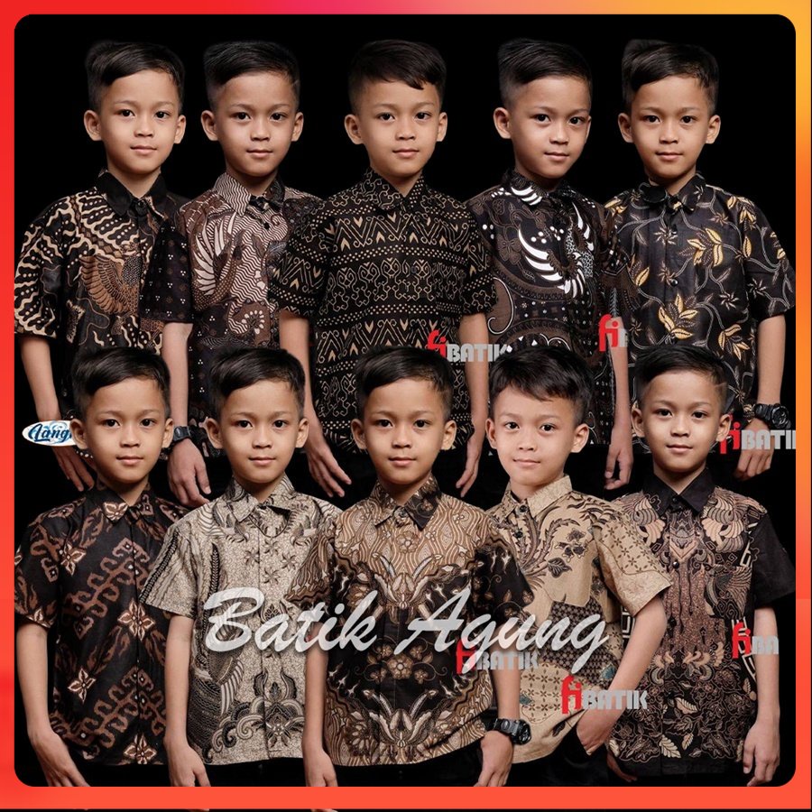 Usia 2-11 Tahun Baju Hem Batik Anak Pendek Terbaru / Kemeja Batik Anak Laki Laki Size S M L XL XXL butikdian