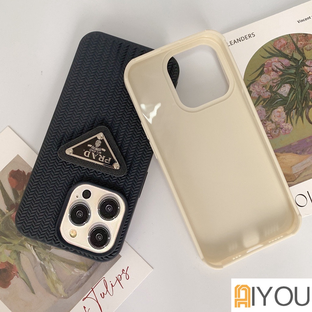 IPHONE Permen Braided Brand Logo Back Cover Cover Untuk Iphone14 Pro 13 12 11 Pro Max Plus X Xs XR XsMax Cover Soft Case 14Plus Casing Ponsel13