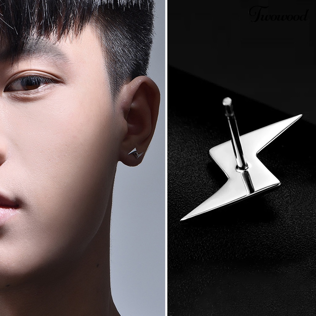 Twowood 1Pc/1pasang Ear Studs Personality Tindik Tiga Dimensi Kelas Tinggi Geometris Hias Nikel Gratis Pria Keren Keren Anting-Anting Perhiasan Aksesori