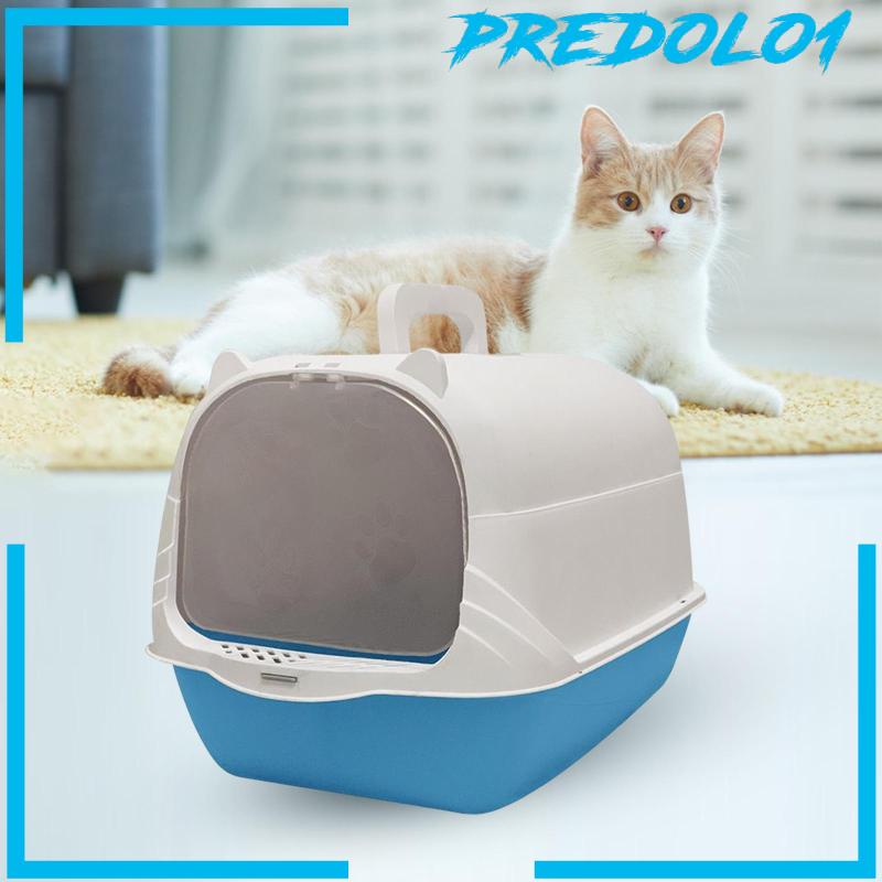 [Predolo1] Kotak Kotoran Kucing Dengan Tutup Portable Anti Percikan Gagang Mudah Rapi