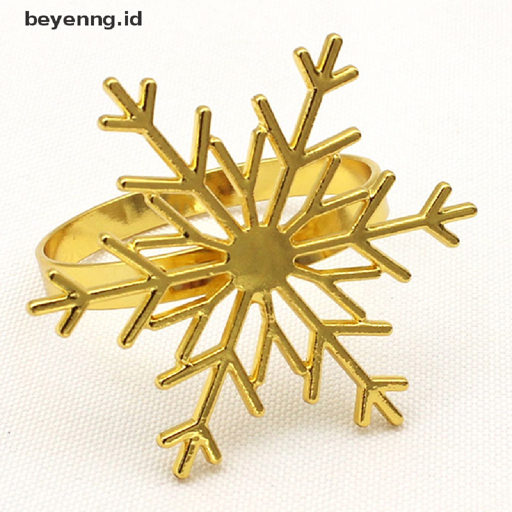 Beyen Cincin Serbet Berbentuk Snowflake Natal Setg Meja Makan Tombol Napkin Ring ID