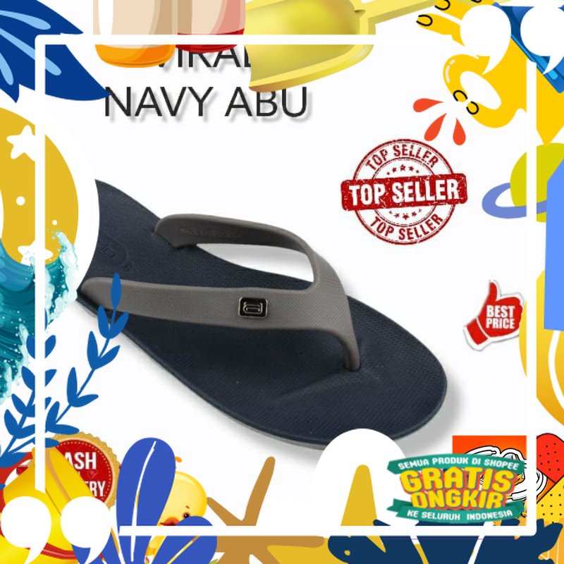 ANDO VIRAL - SANDAL JEPIT PRIA DEWASA - SANDAL ANDO-ANDO ORIGINAL/ merah putih biru polos