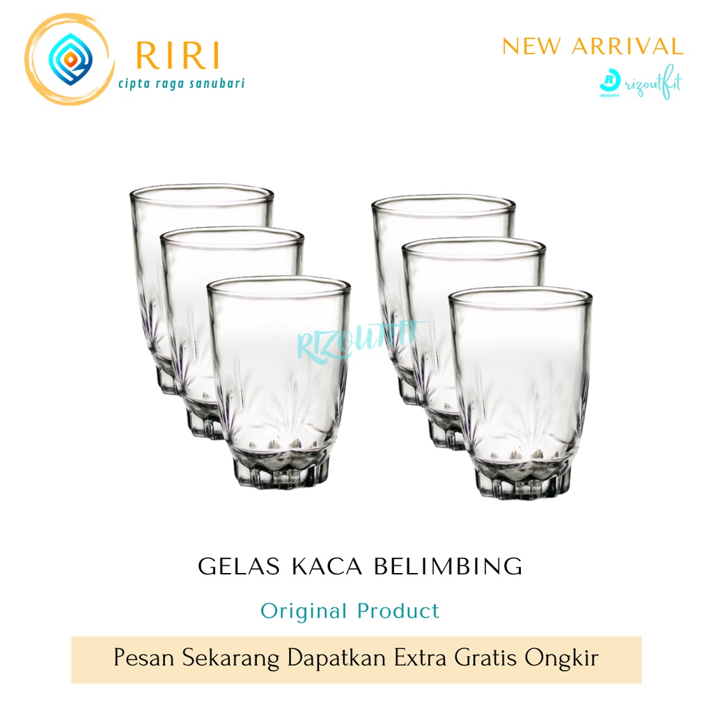 Gelas Polos Kaca 1 Lusin Murah - Gelas Kopi 1 Lusin Murah Tahan Panas - Gelas belimbing 1 lusin mura